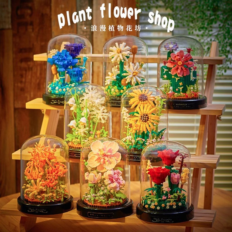 Compatible Lego Toy Building Blocks Flower Artificial Flower Potted Succulent Sunflower Rose Bouquet Valentine'S Day Gift - Image 3
